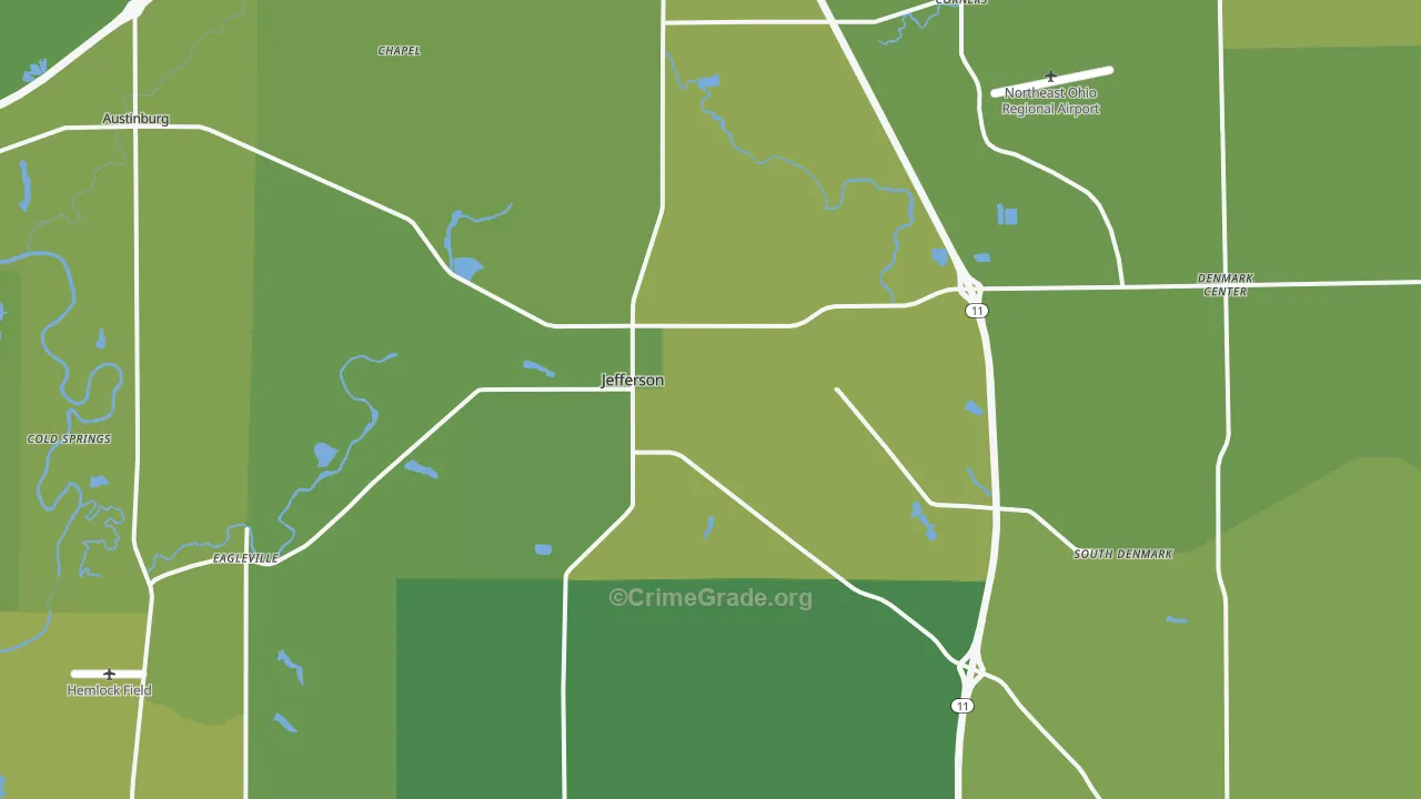 Jefferson, OH Map of Vehicle Theft Rates