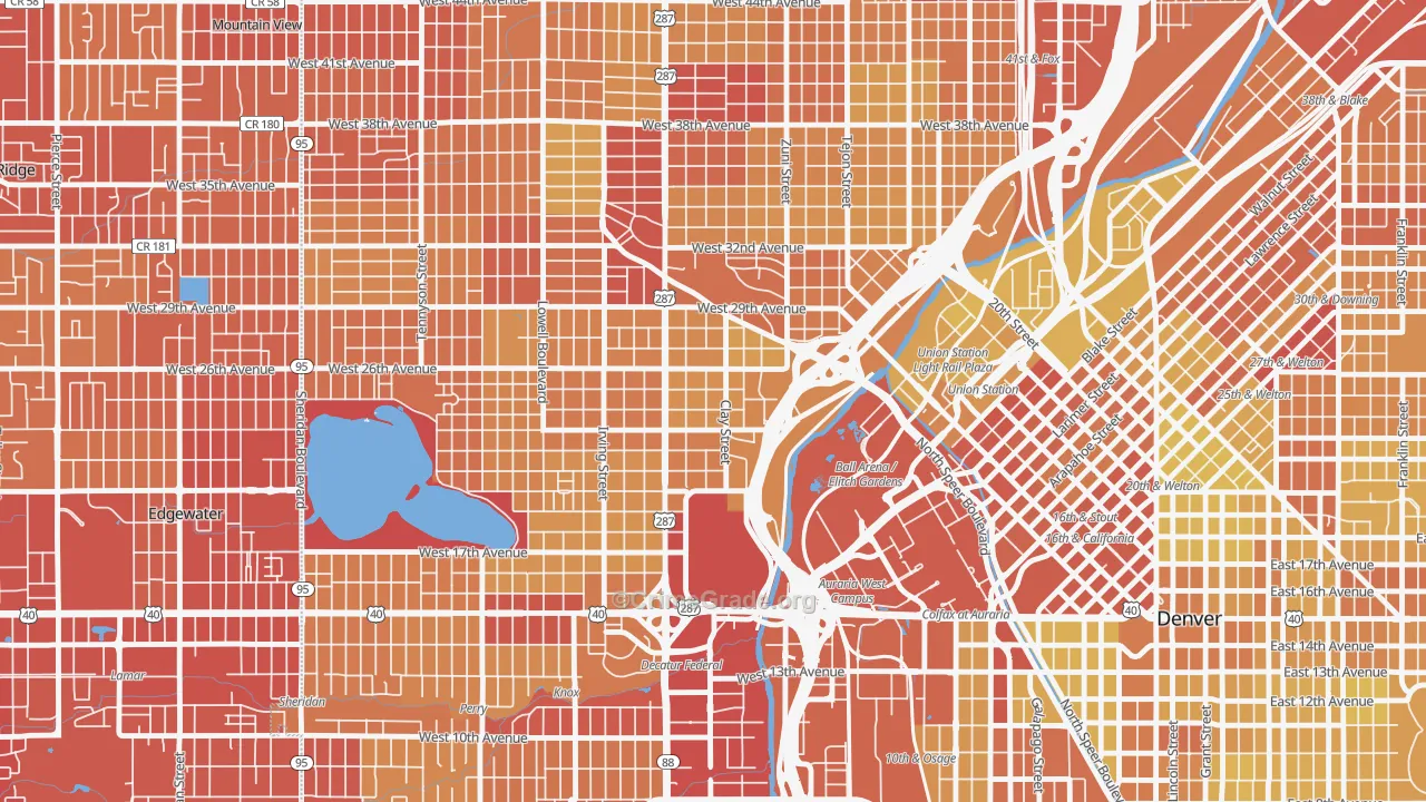 Jefferson Park, Denver, CO Map of Vehicle Theft Rates