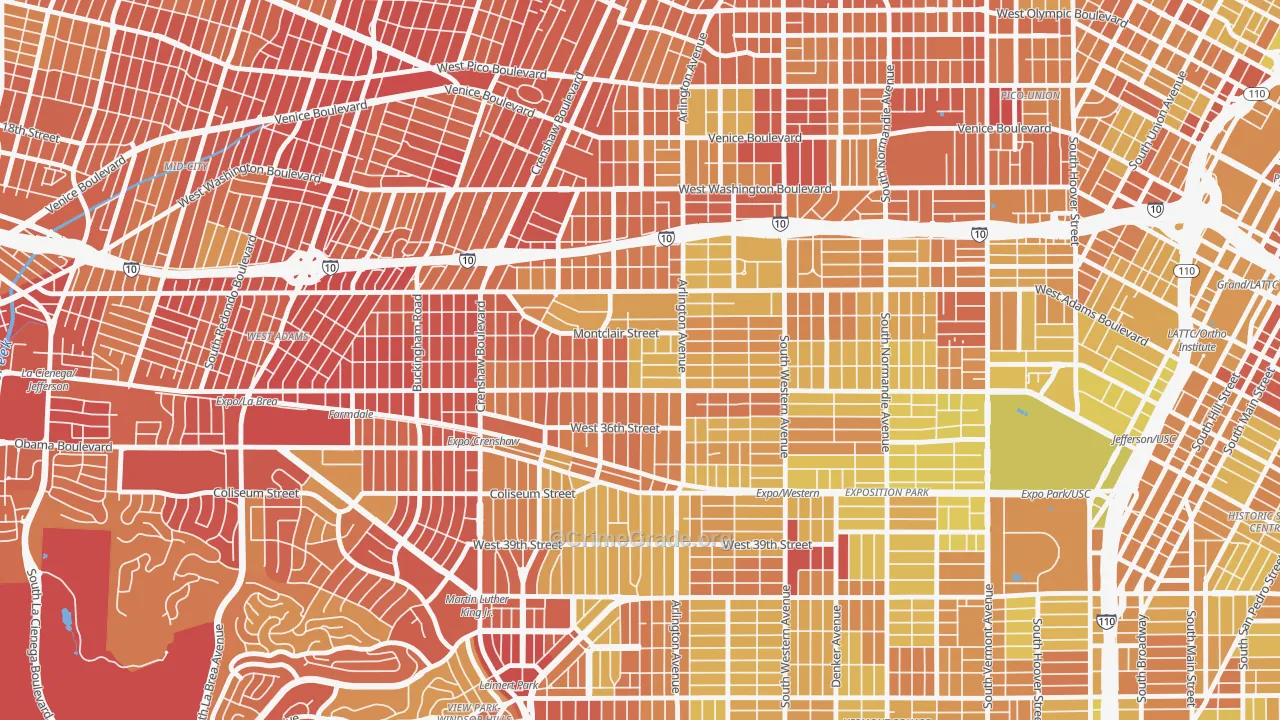 Jefferson Park, Los Angeles, CA Map of Vehicle Theft Rates