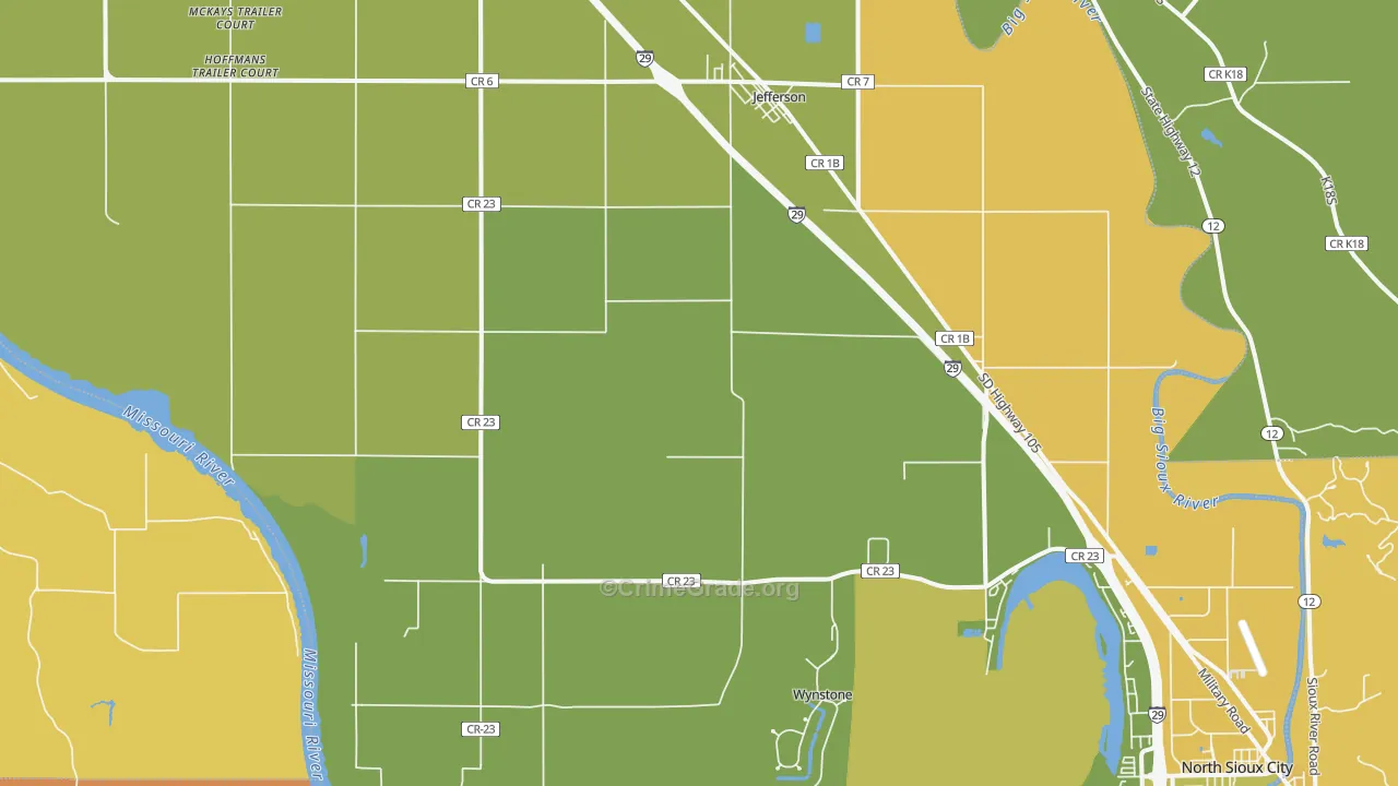 Jefferson, SD Map of Vehicle Theft Rates