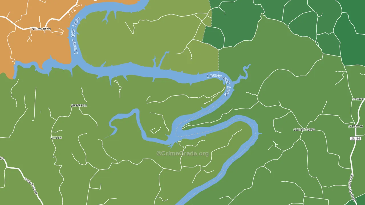 Jefferson, TN Map of Vehicle Theft Rates