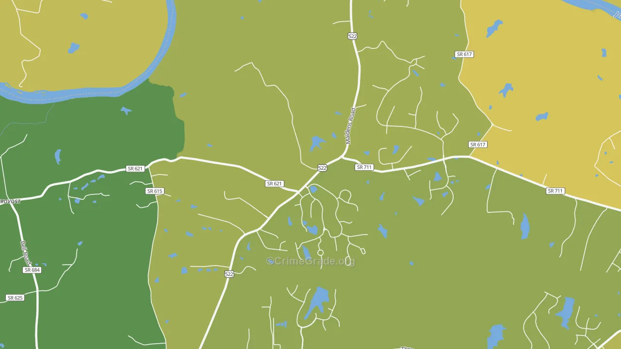 Jefferson, VA Map of Vehicle Theft Rates