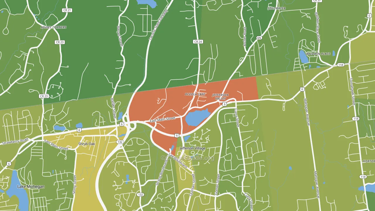 Jefferson Valley, NY Map of Vehicle Theft Rates