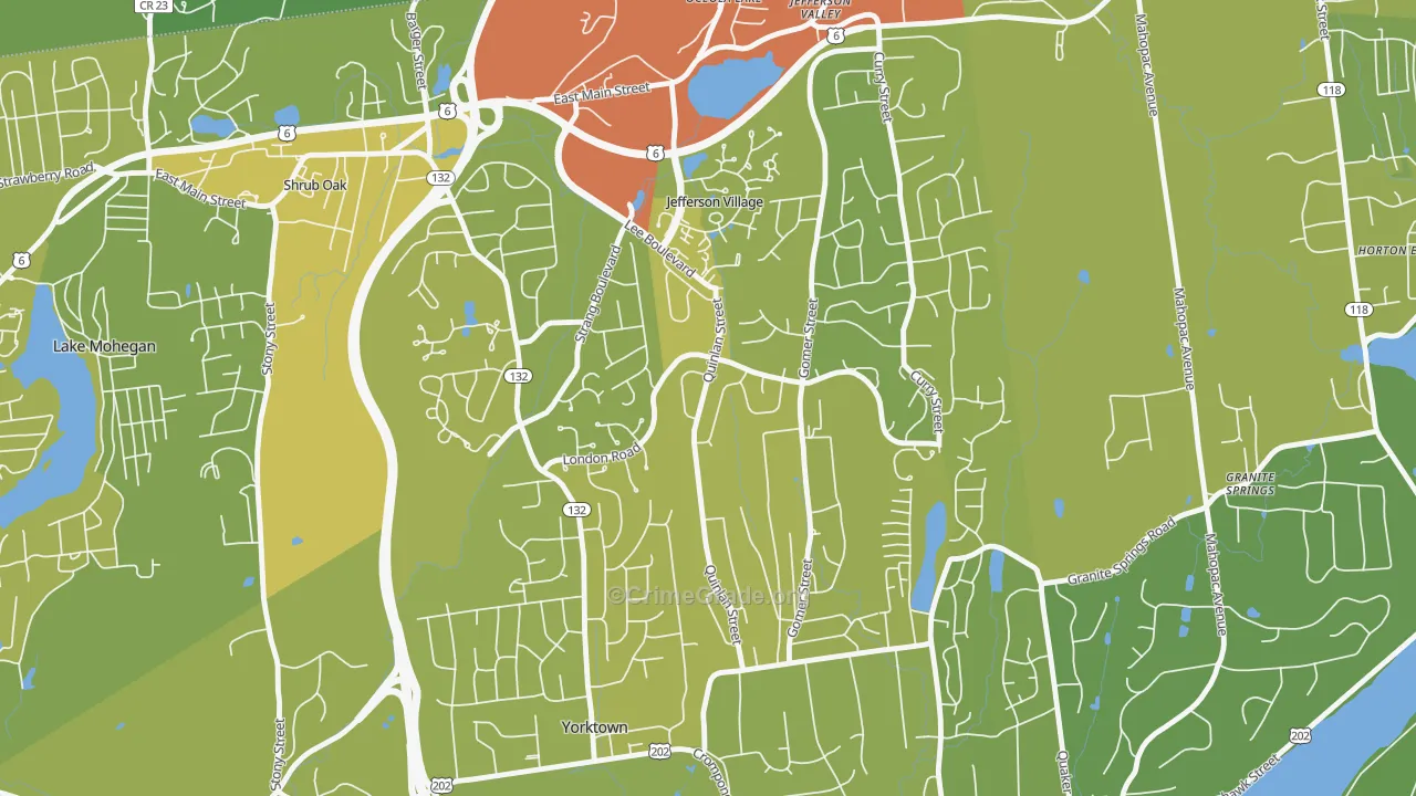 Jefferson Valley-Yorktown, NY Map of Vehicle Theft Rates