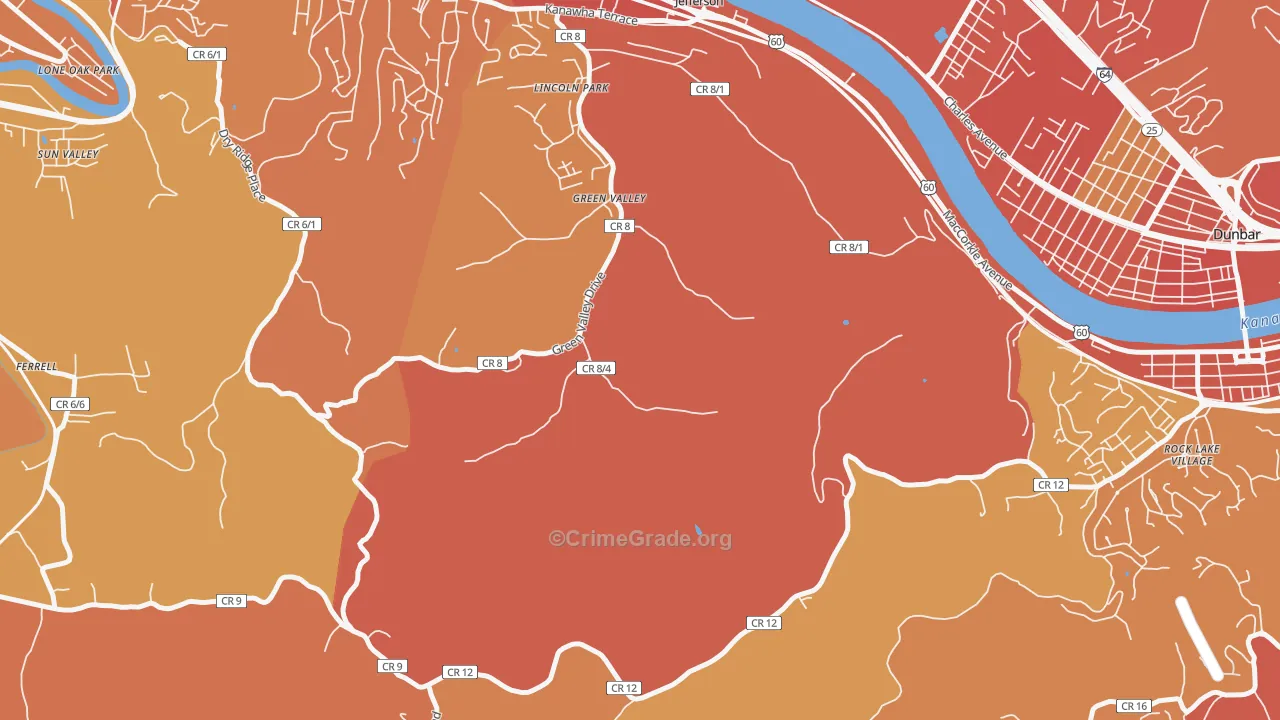 Jefferson, WV Map of Vehicle Theft Rates