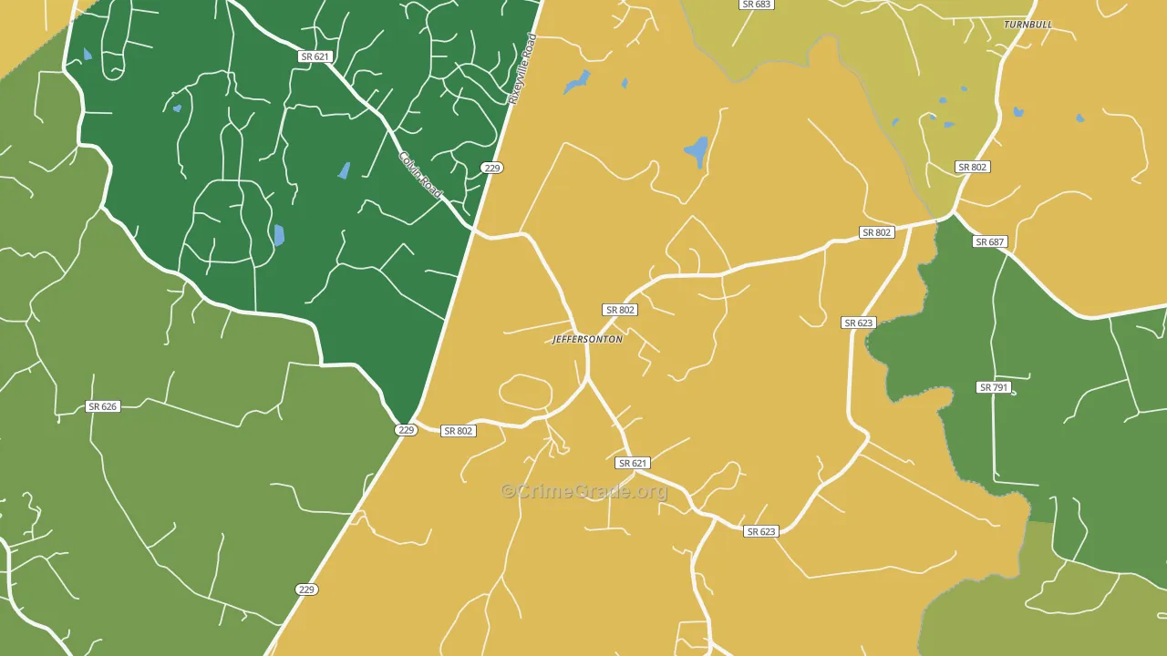 Jeffersonton, VA Map of Vehicle Theft Rates