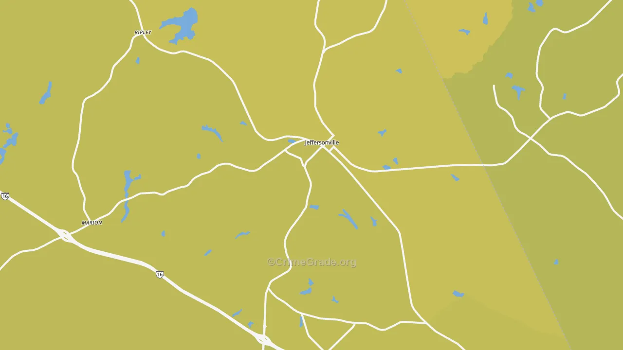 Jeffersonville, GA Map of Vehicle Theft Rates