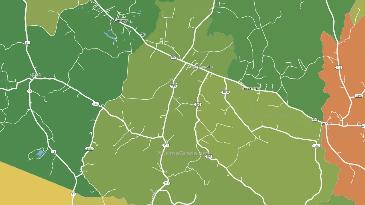 Jeffersonville, KY Map of Vehicle Theft Rates
