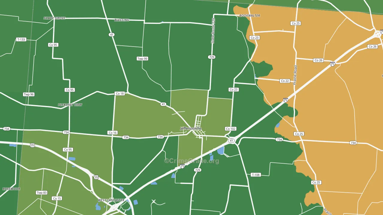 Jeffersonville, OH Map of Vehicle Theft Rates
