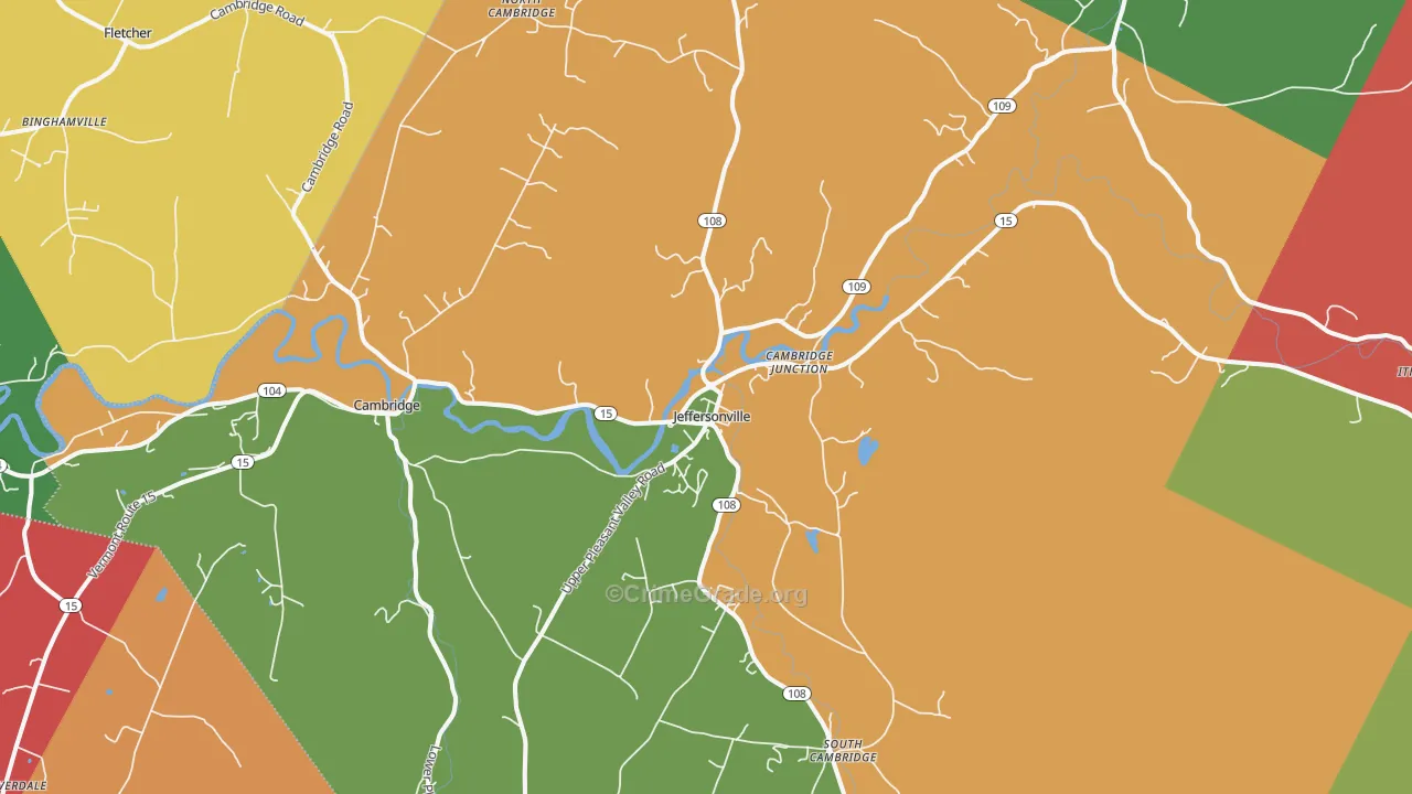 Jeffersonville, VT Map of Vehicle Theft Rates