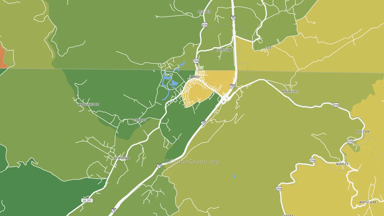 Jellico, TN Map of Vehicle Theft Rates