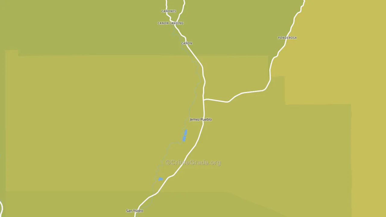 Jemez Pueblo, NM Map of Vehicle Theft Rates