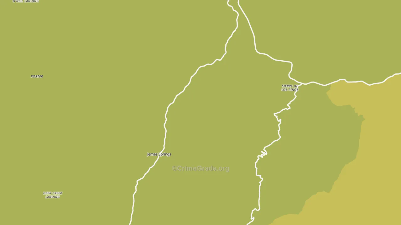 Jemez Springs, NM Map of Vehicle Theft Rates