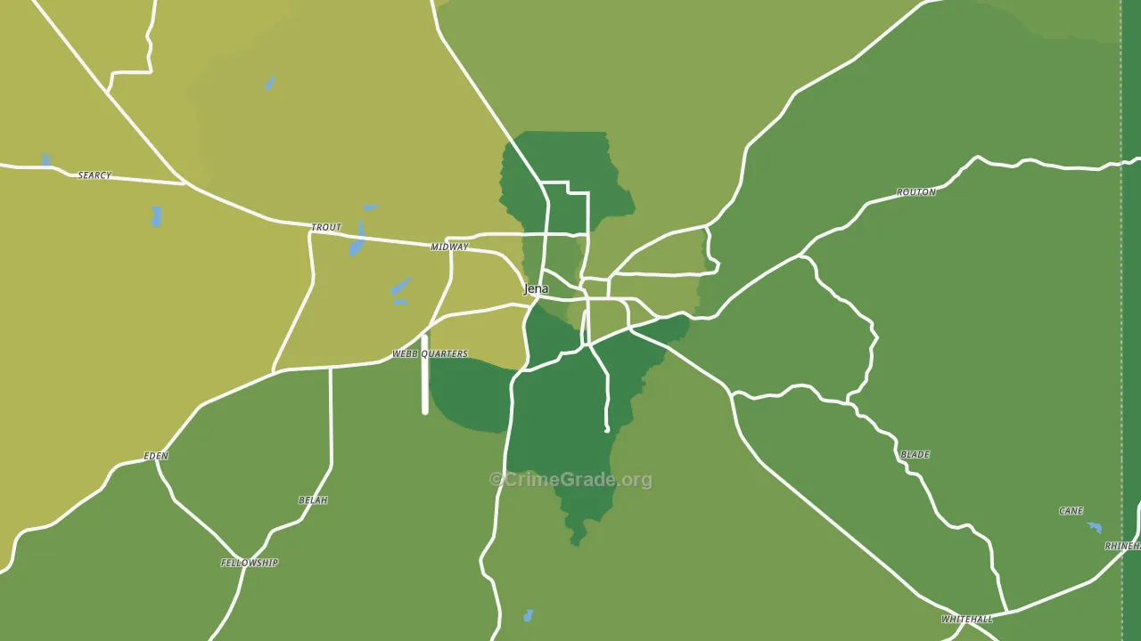 Jena, LA Map of Vehicle Theft Rates