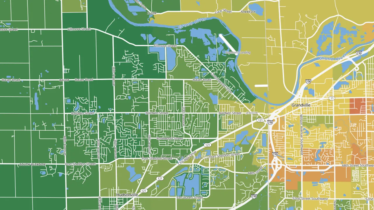Jenison, MI Map of Vehicle Theft Rates