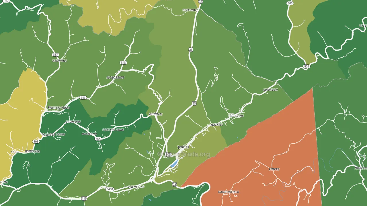 Jenkins, KY Map of Vehicle Theft Rates