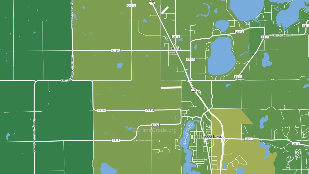 Jenkins, MN Map of Vehicle Theft Rates