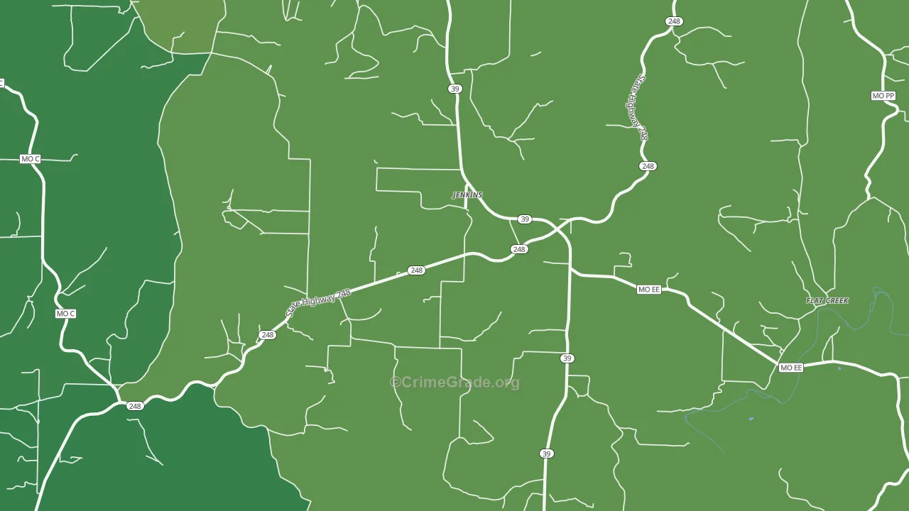 Jenkins, MO Map of Vehicle Theft Rates