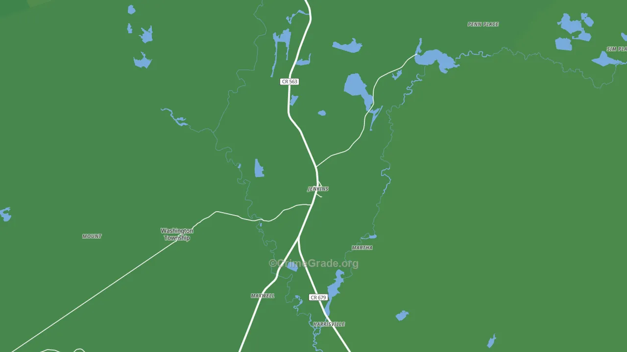 Jenkins, NJ Map of Vehicle Theft Rates