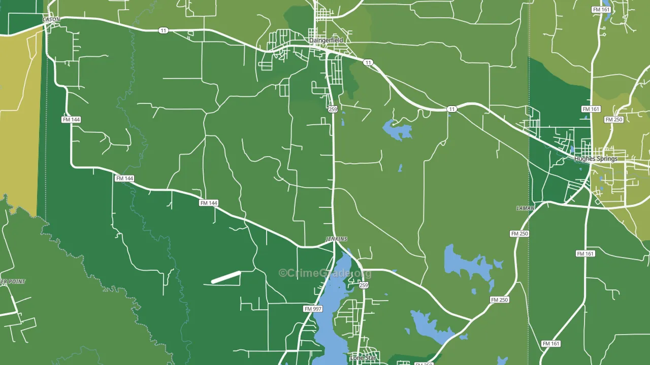 Jenkins, TX Map of Vehicle Theft Rates