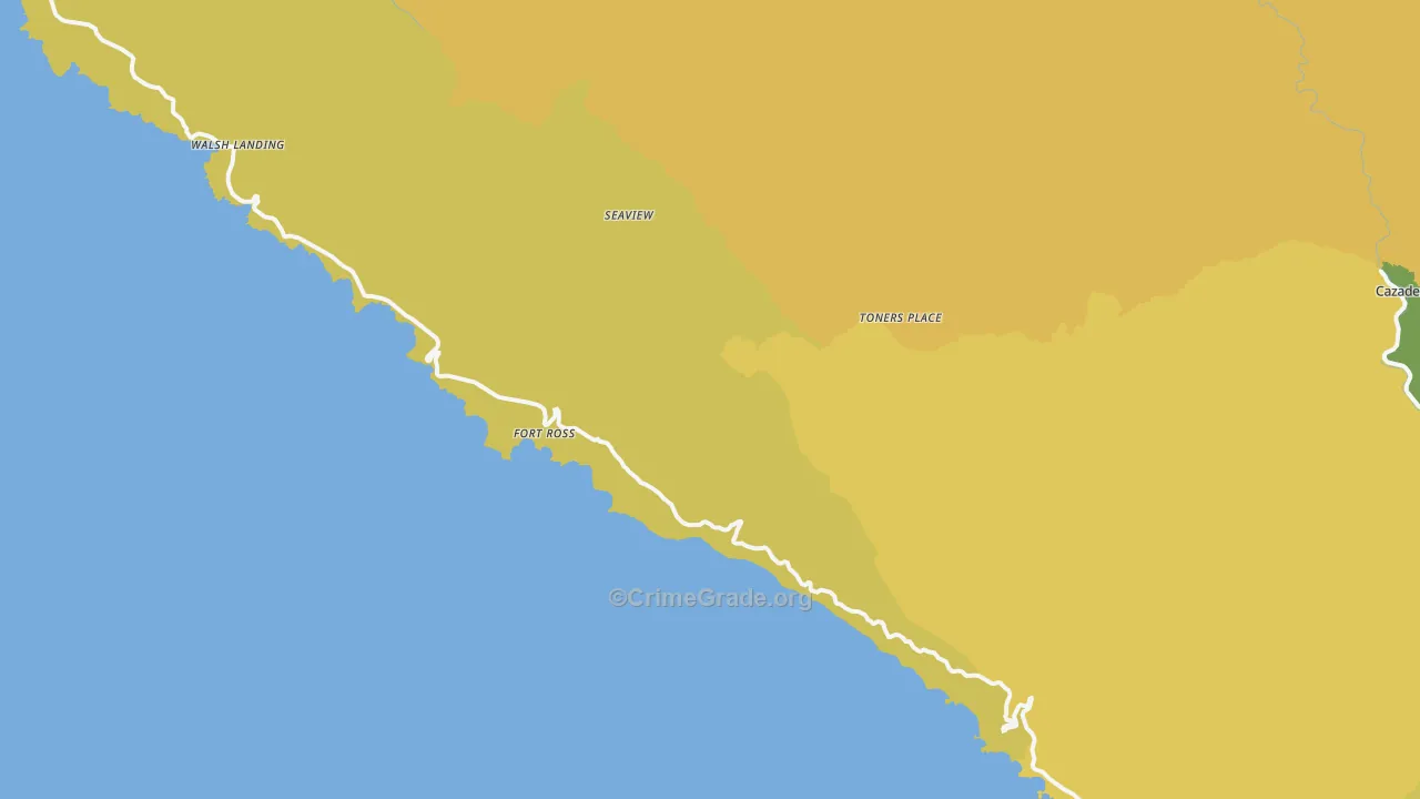 Jenner, CA Map of Vehicle Theft Rates