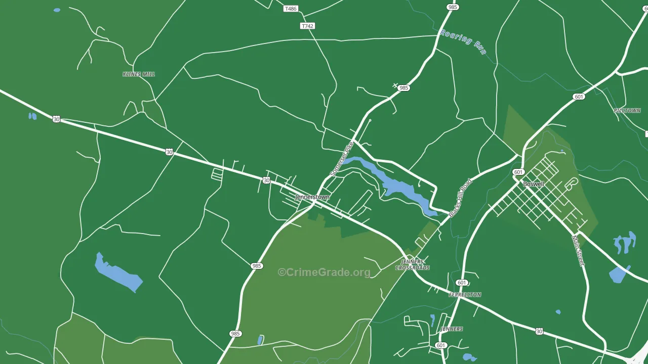 Jennerstown, PA Map of Vehicle Theft Rates