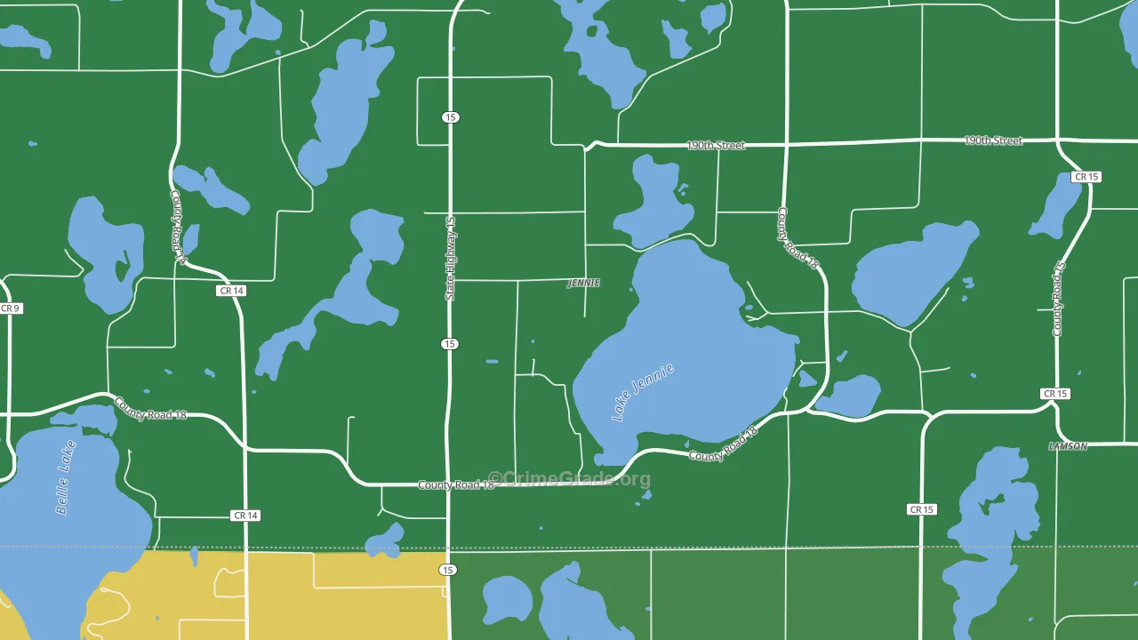 Jennie, MN Map of Vehicle Theft Rates
