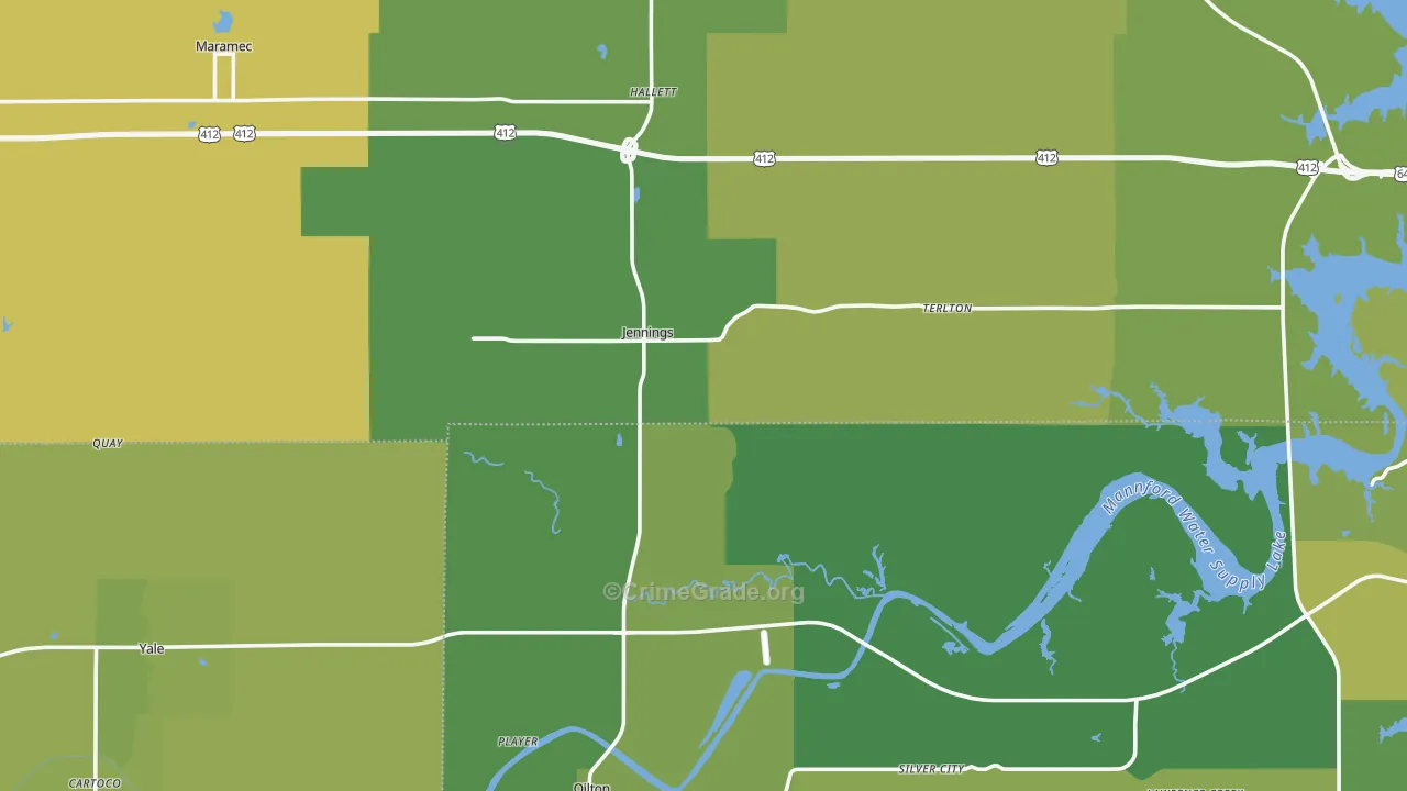 Jennings, OK Map of Vehicle Theft Rates