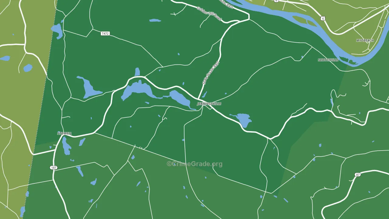 Jenningsville, PA Map of Vehicle Theft Rates