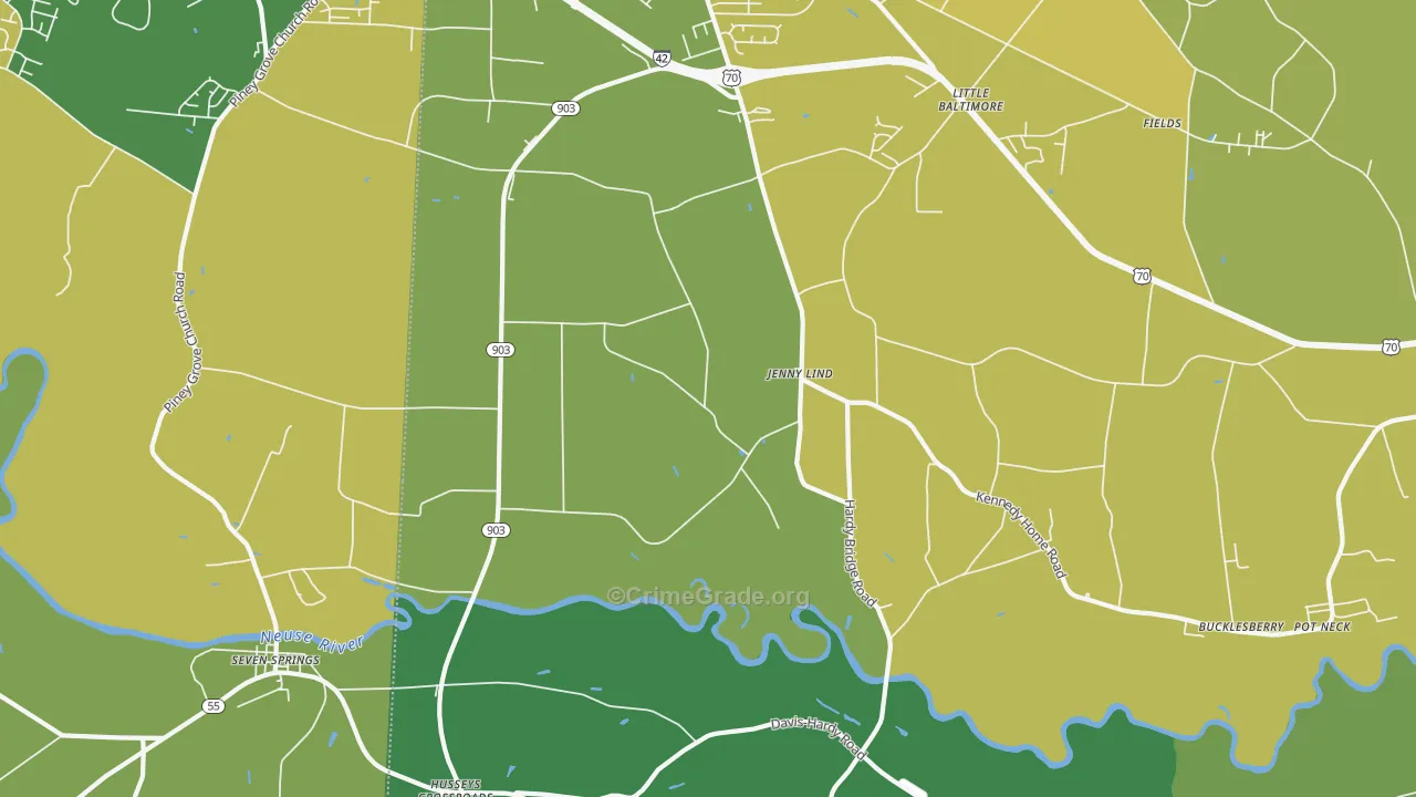 Jenny Lind, NC Map of Vehicle Theft Rates