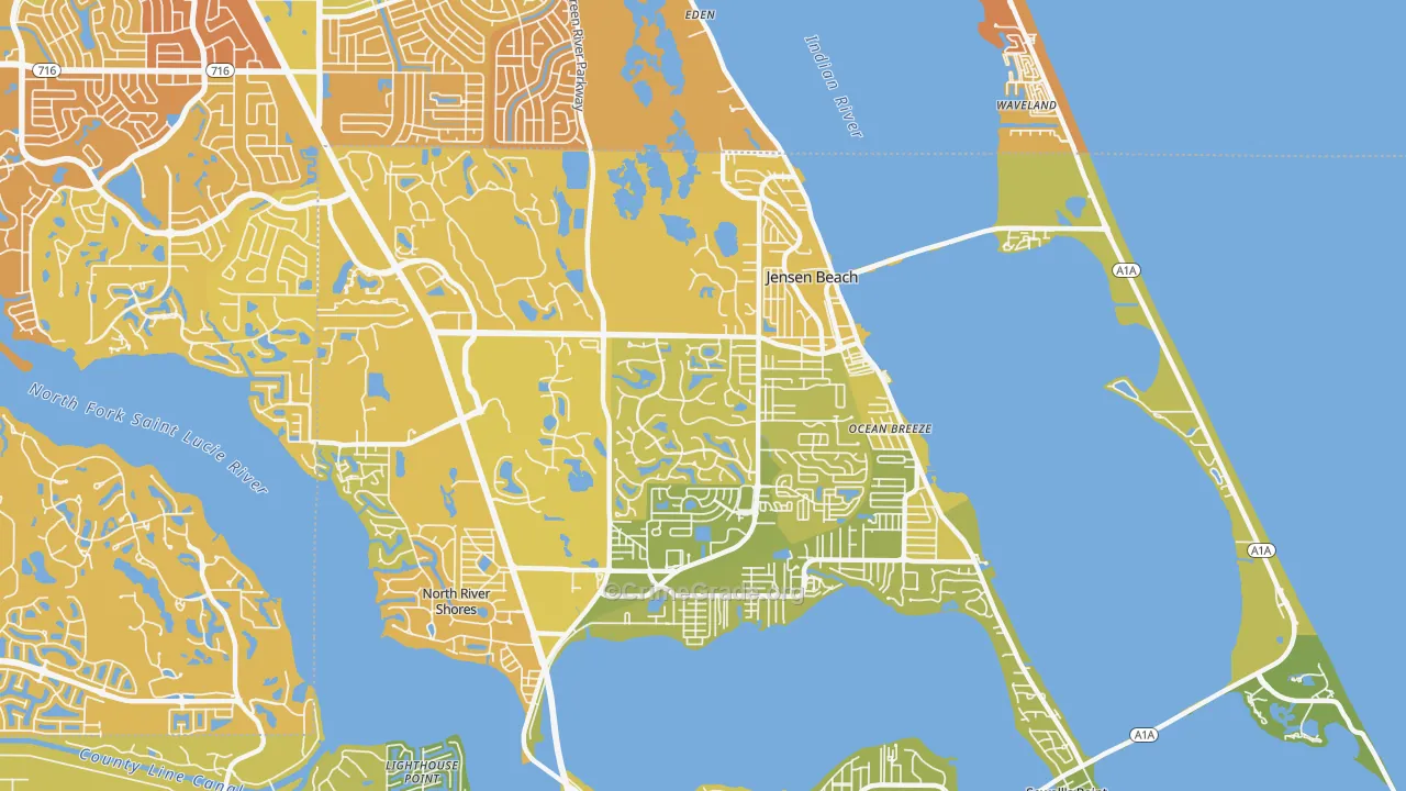 Jensen Beach, FL Map of Vehicle Theft Rates