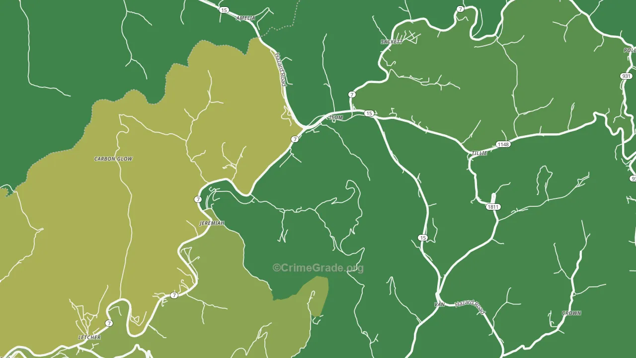 Jeremiah, KY Map of Vehicle Theft Rates