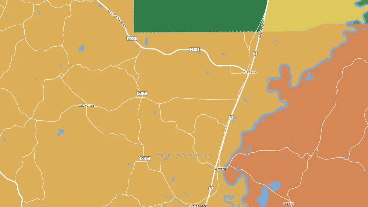 Jericho, AL Map of Vehicle Theft Rates