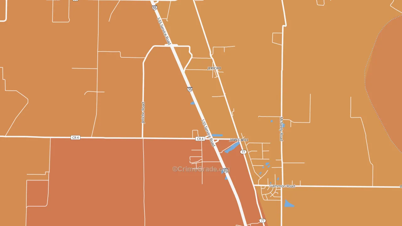 Jericho, AR Map of Vehicle Theft Rates