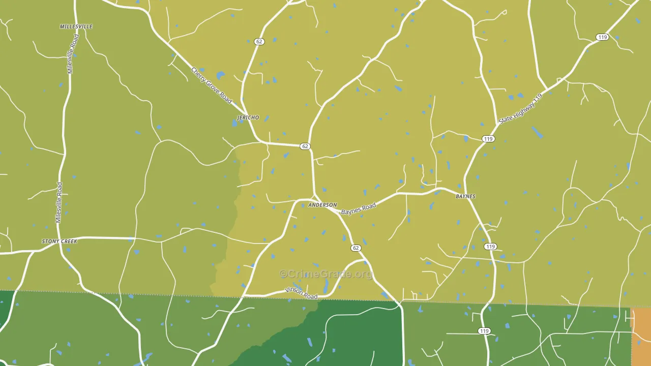Jericho, NC Map of Vehicle Theft Rates