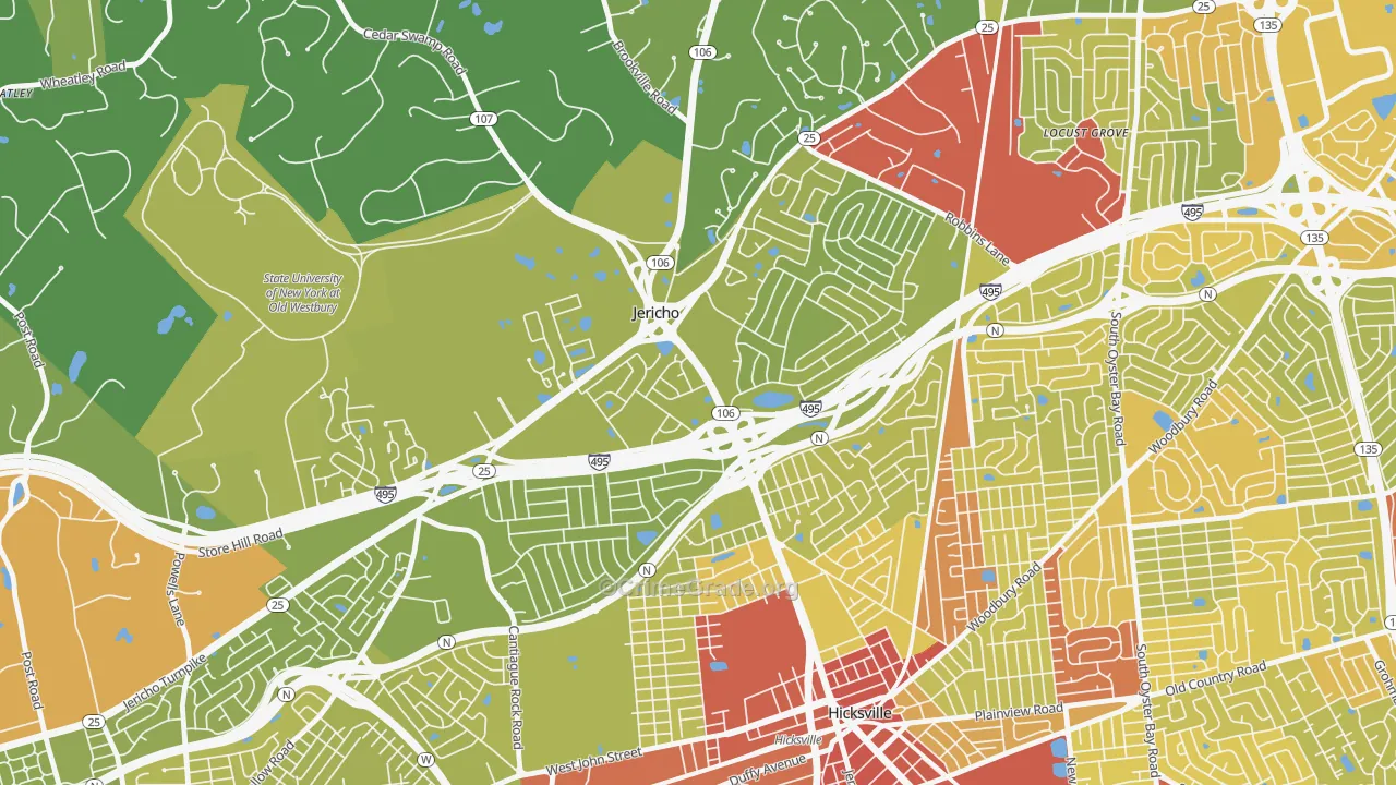 Jericho, NY Map of Vehicle Theft Rates