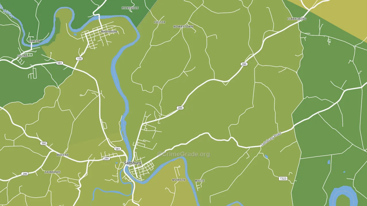 Jericho, PA Map of Vehicle Theft Rates