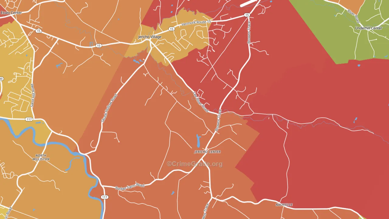 Jericho, VT Map of Vehicle Theft Rates