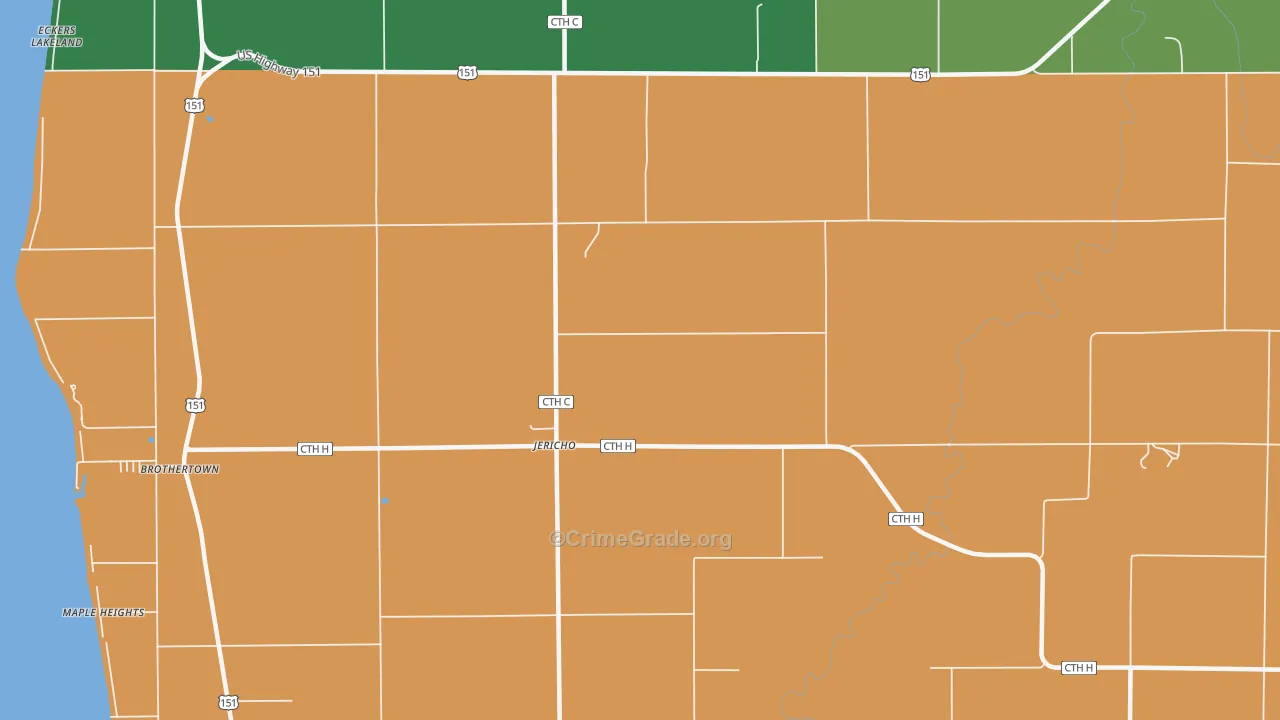 Jericho, WI Map of Vehicle Theft Rates