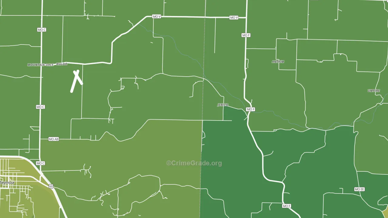 Jerico, MO Map of Vehicle Theft Rates