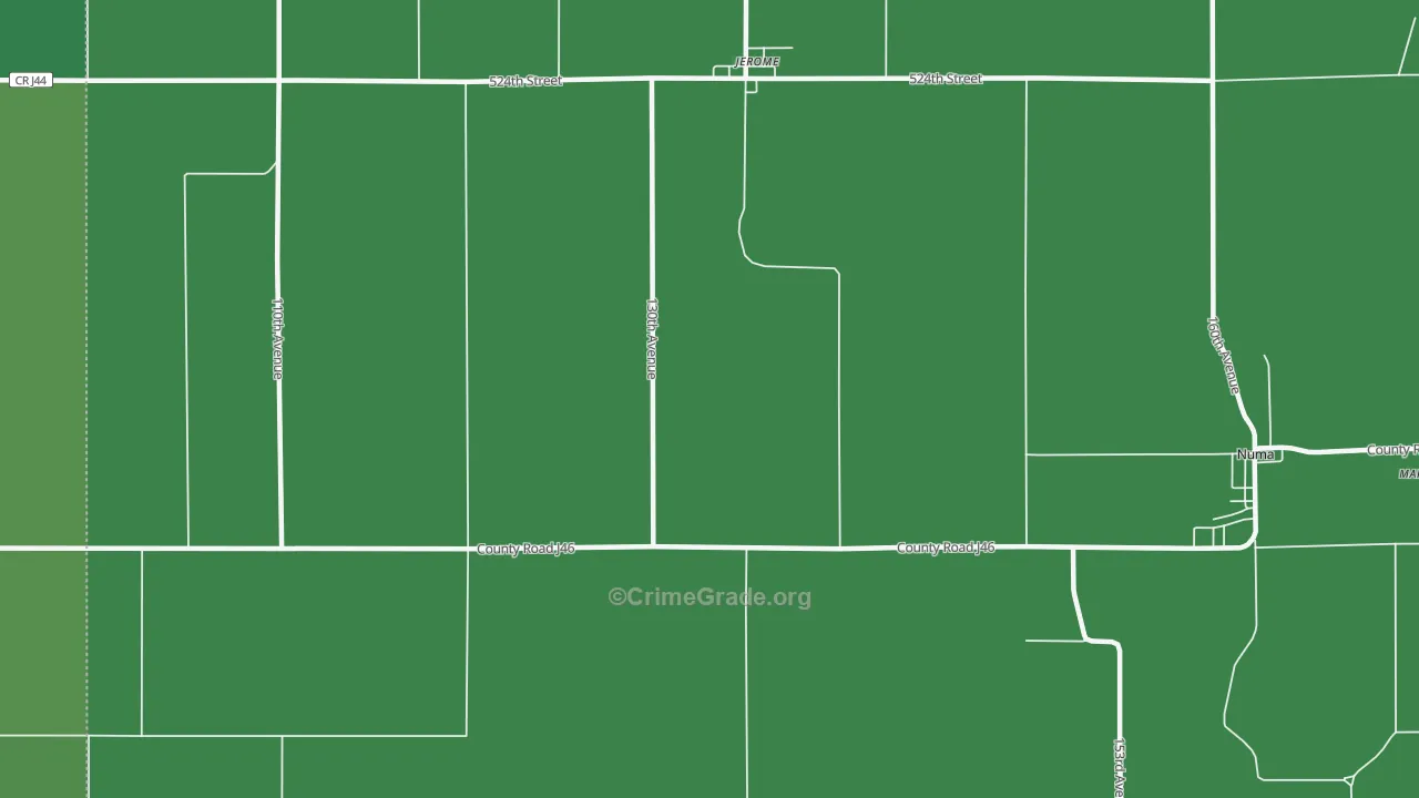 Jerome, IA Map of Vehicle Theft Rates