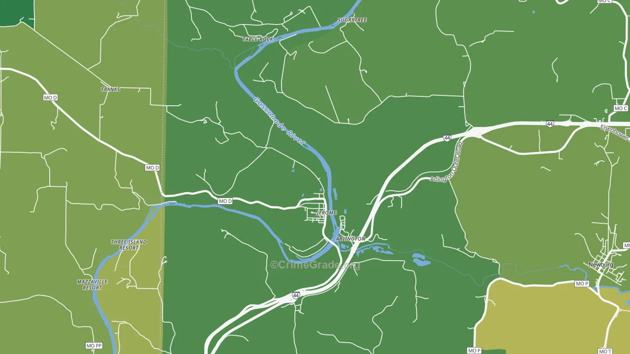Jerome, MO Map of Vehicle Theft Rates