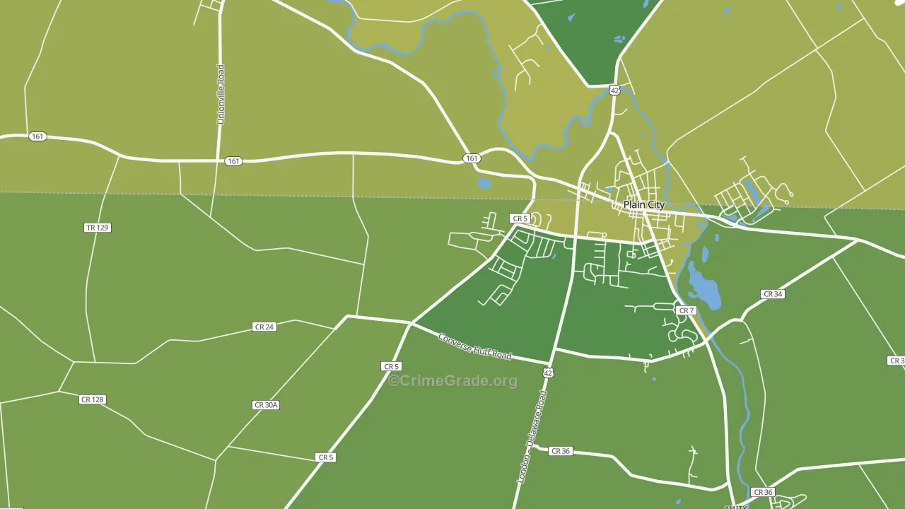 Jerome, OH Map of Vehicle Theft Rates