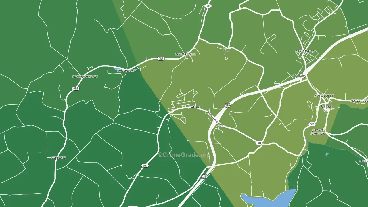 Jerome, PA Map of Vehicle Theft Rates