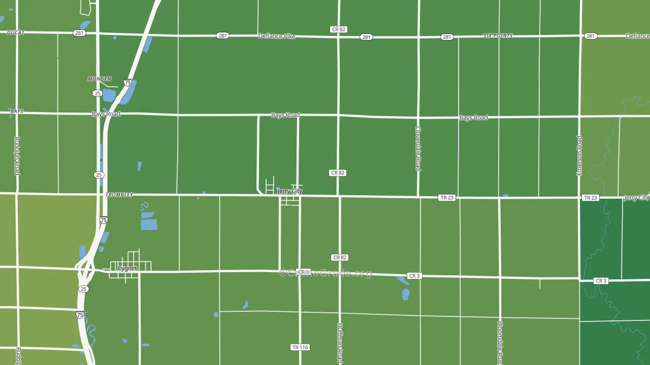 Jerry City, OH Map of Vehicle Theft Rates