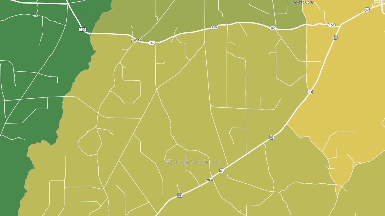 Jersey, AR Map of Vehicle Theft Rates