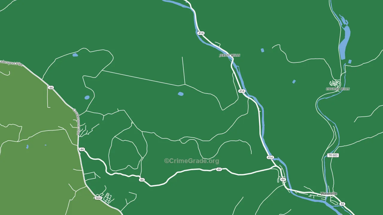 Jersey Mills, PA Map of Vehicle Theft Rates
