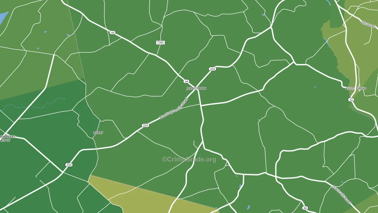 Jerseytown, PA Map of Vehicle Theft Rates