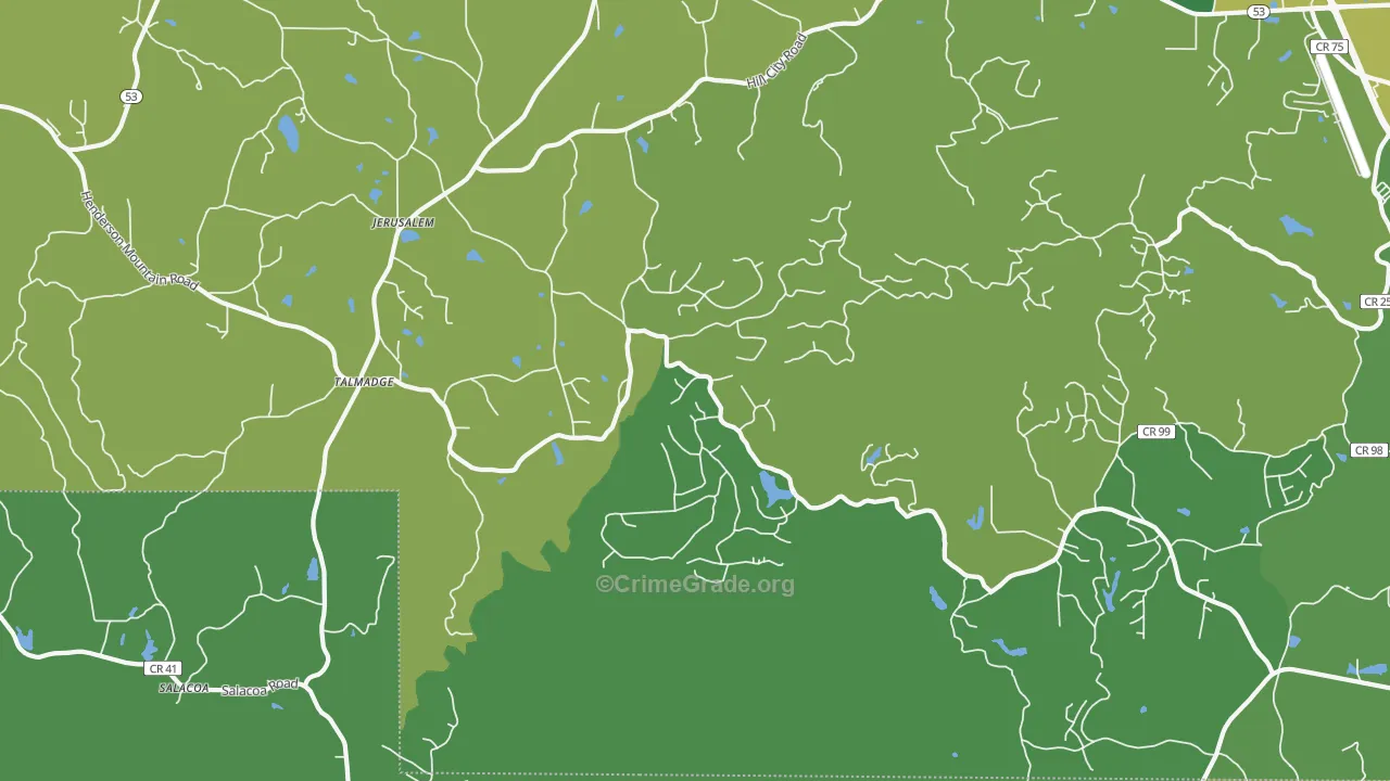 Jerusalem, GA Map of Vehicle Theft Rates