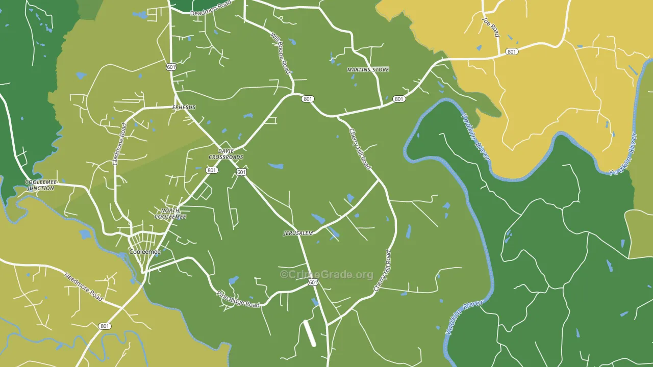 Jerusalem, NC Map of Vehicle Theft Rates